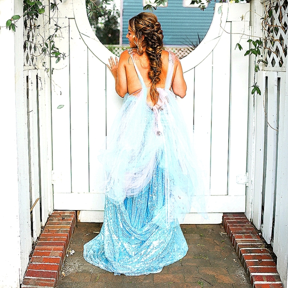 VERONICA Ocean Blue Sequin Wedding Ballgown Set - Picture 4 of 13